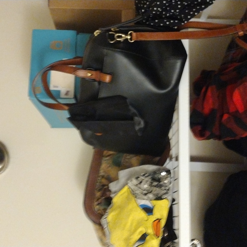 Fossil Rachel Handbag Beautiful Black Leather With Brown Handles.    New - Picture 5 of 5